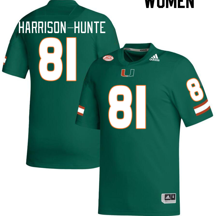 Women #81 Jared Harrison-Hunte Miami Hurricanes College Football Jerseys Stitched-Green - Click Image to Close